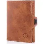 TRUSADOR Verona Leather Wallets for Men & Women Trifold Slim Front Pocket Rfid Wallet (With Coin Pocket, Cognac)