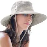 Geartop Wide Brim Sun Hat for Men and Women - Mens Fishing Hat with UV Protection for Hiking - Beach Hats for Women UPF 50+ Beige