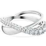 Swarovski Twist Ring, White, Rhodium Plated, 50