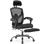 AFO Ergonomic Office Chair, High Back Office Chair with Lumbar Pillow & Retractable Footrest, Mesh Office Chair with Padded Armrests and Adjustab