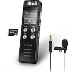 96GB TCTEC Digital Voice Recorder with 7000 Hours Recording Capacity, Audio Noise Reduction, Sound Tape Recorder with Playback, Clip-On Mic