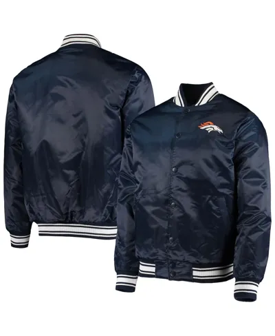 Men's  Navy Denver Broncos Locker Room Satin Varsity Full-snap Jacket