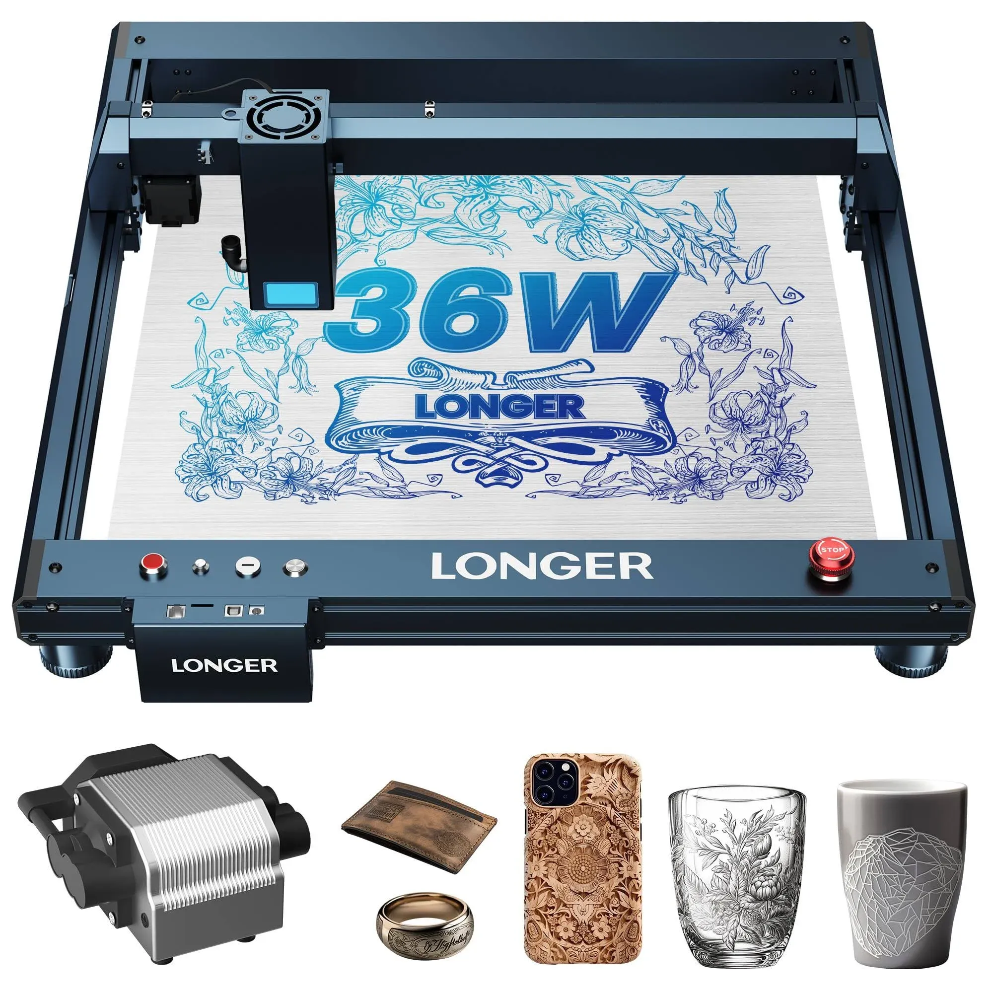 Longer Laser B1 Engraver, 36000mW Laser Cutter Engraving Machine with Air Assist, DIY Precisely Laser Engraving Machine, CNC Machine for Wood and