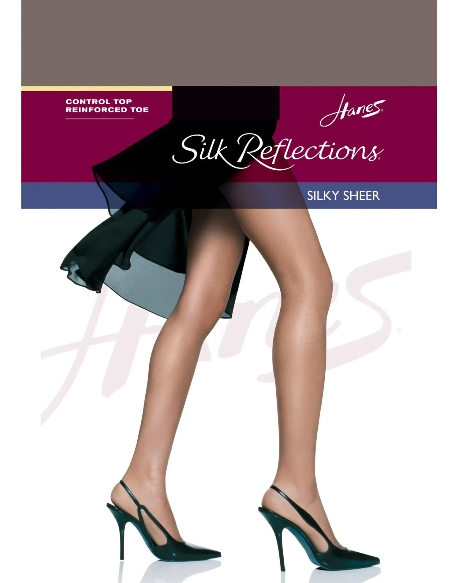 Hanes Silk Reflections Control Top Reinforced Toe Pantyhose - Quicksilver - AB