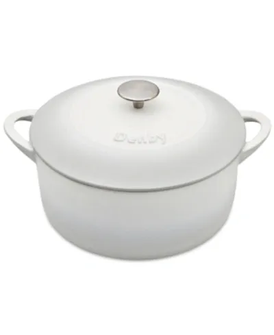 Natural Canvas Cast Iron 4.25 Qt. Round Covered Casserole In Cream