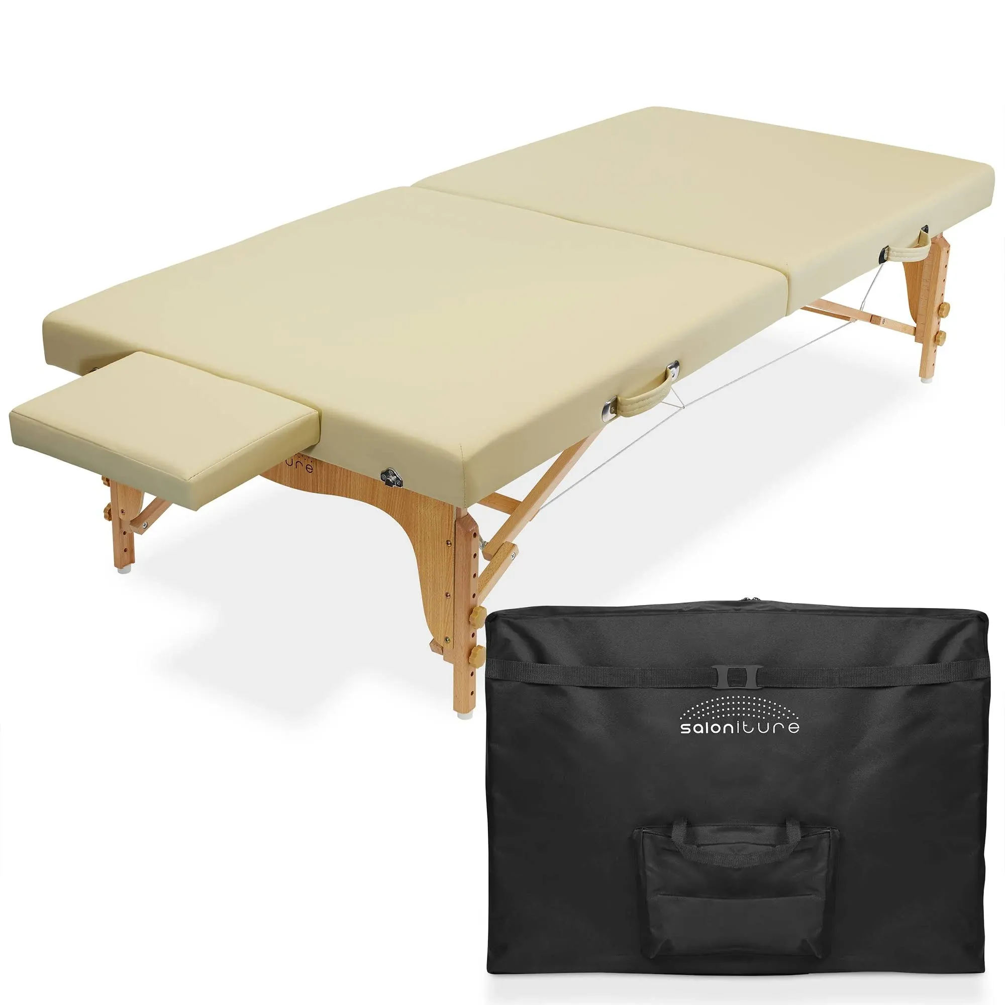 Saloniture Portable Physical Therapy Massage Table - Stretching Treatment - Cream