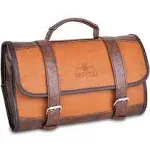 Vetelli Foldable Hanging Leather Travel Toiletry Bag for Men with 4 Pockets at VMInnovations