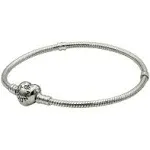 Pandora Sterling Silver Bracelet w/ Heart Clasp, 19cm