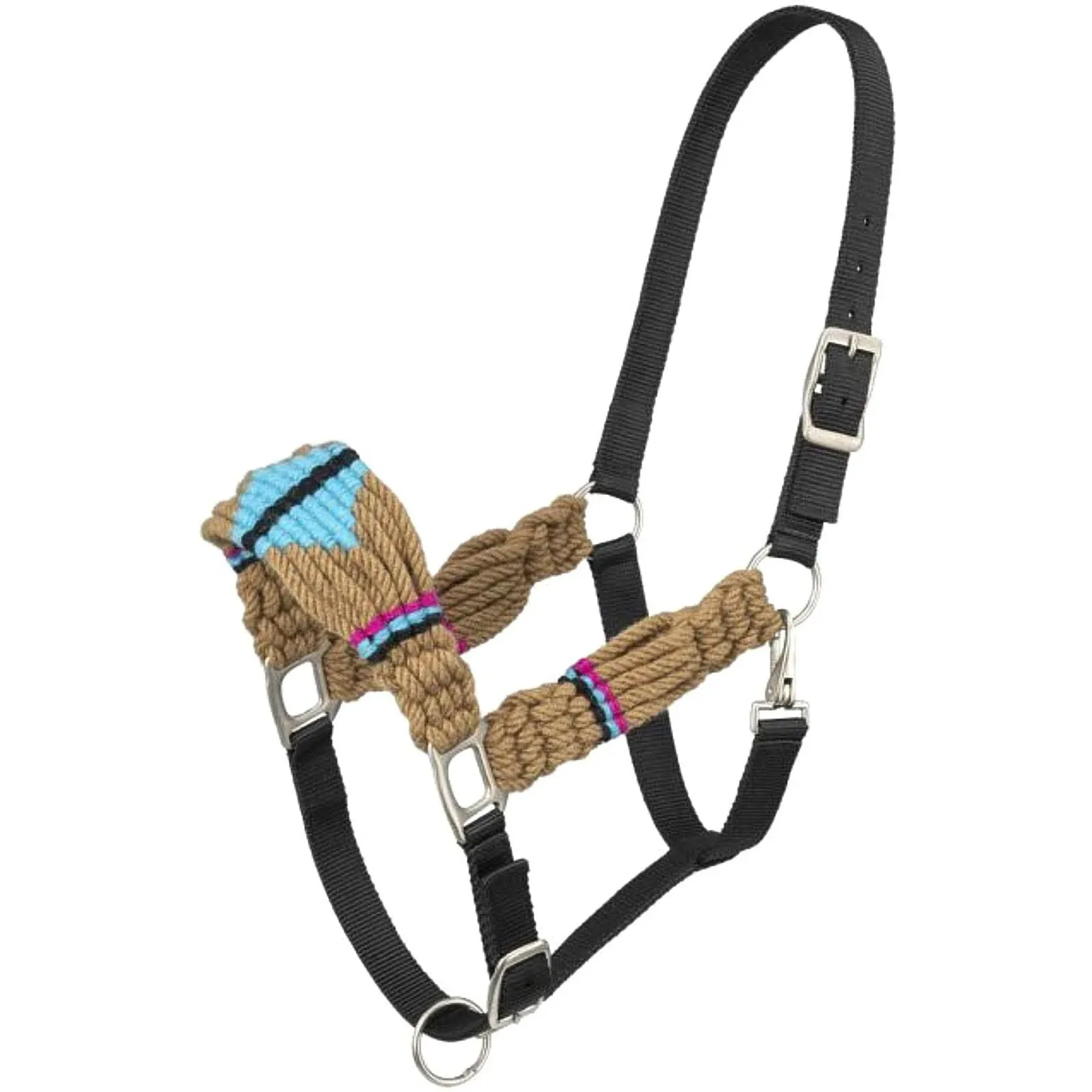 Tough 1 Wool String Nylon Halter - Navy Blue/Grey/Turquoise/Cream