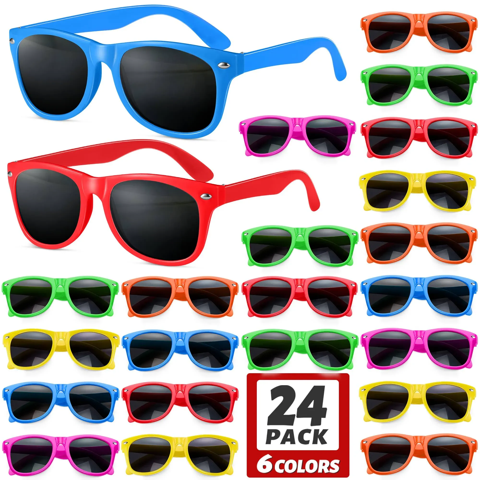 GINMIC Kids Sunglasses Party Favors, 24Pack Neon Sunglasses for Kids,Boys and ...