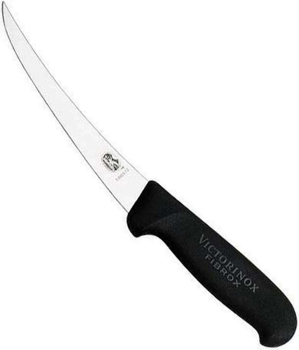 Victorinox Swiss Army Fibrox Pro Curved Boning Knife, Flexible Blade, 6-Inch, Black