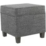 HomePop Home Decor | K7342-A873 | Classic Square Storage Ottoman with Lift Off Lid | Ottoman with Storage for Living Room & Bedroom, Light Grey Print