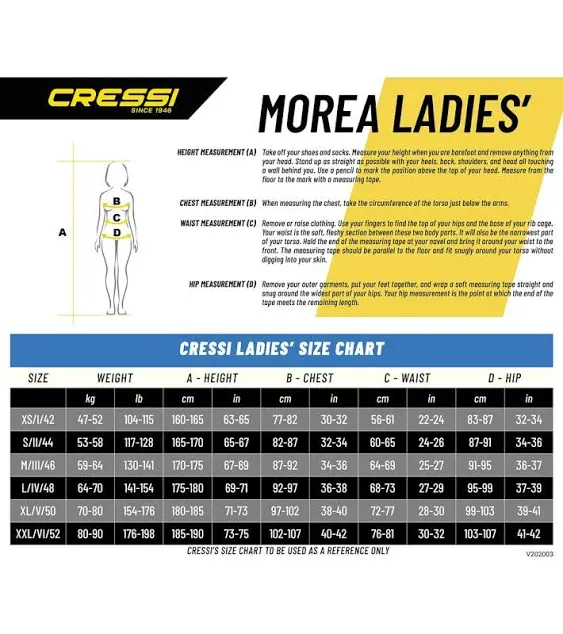 Cressi 3mm Morea Ladys Scuba Diving Wetsuit