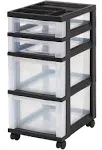 Iris USA 4 Drawer Rolling Storage Cart with Organizer Top, Black