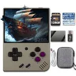 Miyoo Mini Plus Handheld Game Console 3.5 inch Miyoo-Mini+ Pocket Portable Retro Video Games Consoles Rechargeable Hand Held Classic System Open Source Retro Gray 128GB