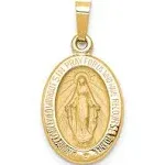 14k Yellow Gold Hollow Oval Miraculous Medal Pendant