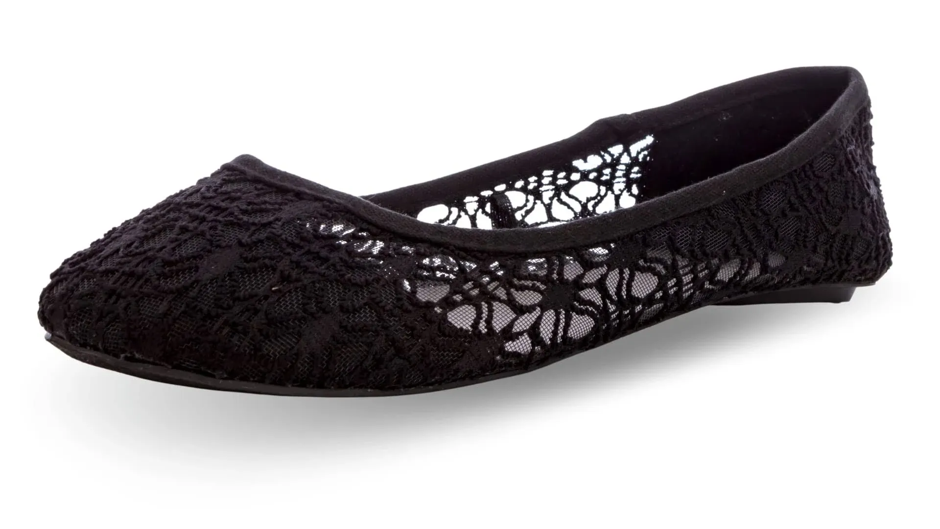 Charles Albert Women's Breathable Crochet Lace Ballet Flat Black Size 6