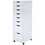 Adeptus Solid Wood 6+2 Drawer Wide Roll Cart - White