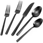 Silverware Set Flatware Set Matte Black Cutlery Set Brushed Finished Hexagon ...