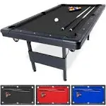 GoSports 6 ft Billiards Table - Portable Pool Table - Includes Full Set of Balls 2 Cue Sticks Chalk and Felt Brush - Black