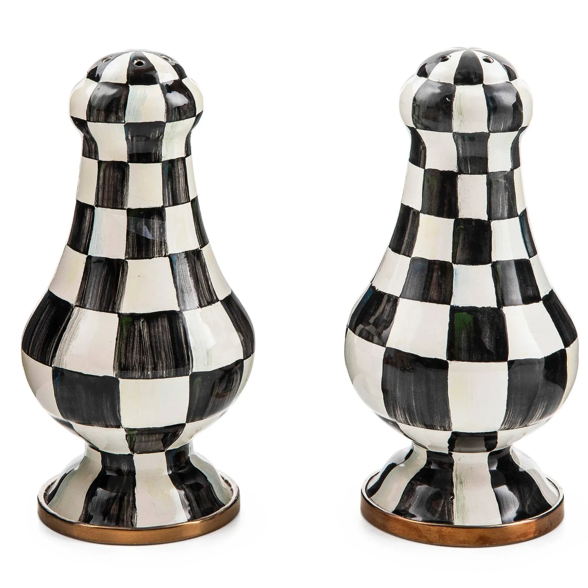 MacKenzie-Childs Courtly Check Enamel Large Salt & Pepper Shakers