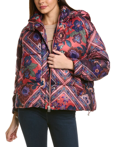 Patchwork Quilted Hooded Puffer Coat In Lolita Patchwork