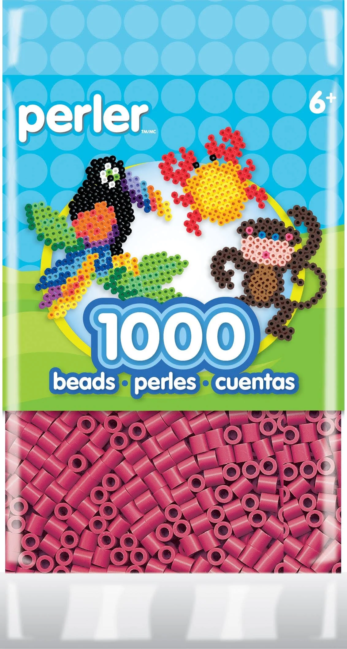 Perler Striped Beads 1,000/Pkg - Cherry