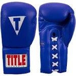 Title Classic Leather Lace Training Gloves 2.0 - Blue, 18 oz