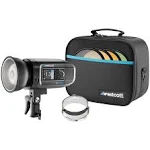 Westcott FJ400 400Ws Strobe with AC/DC Lithium Polymer Battery Bundle with FJ-X3m Universal Wireless Flash Trigger, Tripod with 360-Degree Ball Head and 64GB SD Card (4 Items)