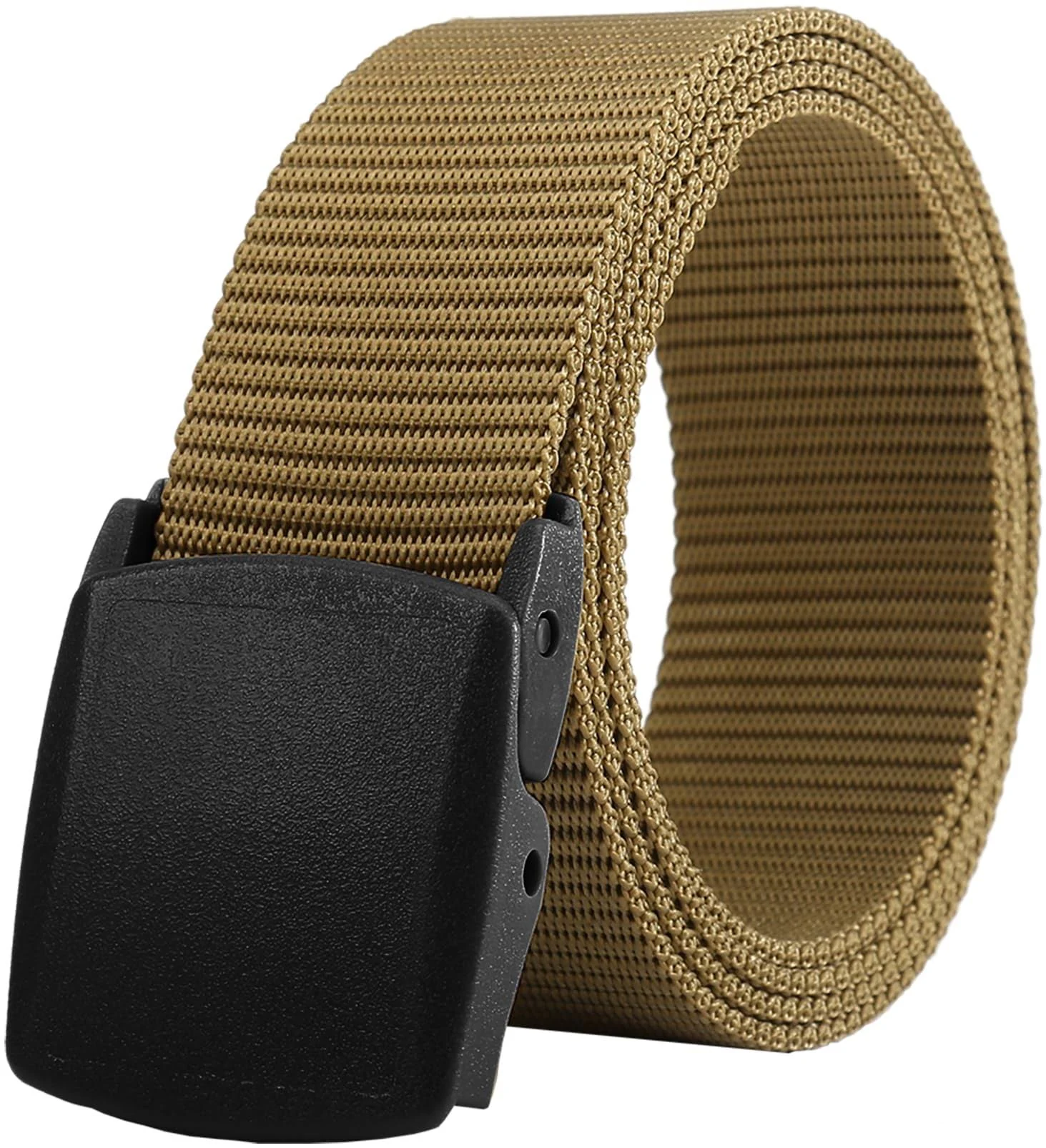 LionVII Mens Belt Web,Nylon Webbing Canvas Belt with Plastic Buckle Breathable for Work and Travel Trim to Fit 27-46" Waist