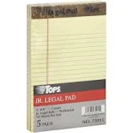 Tops Jr. Legal Pads, Jr. Legal Rule, Canary - 5 pads