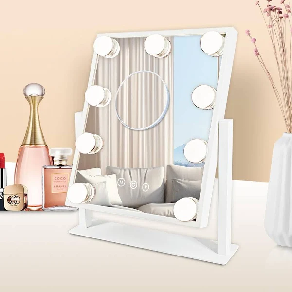 Vanity Mirror with Lights Makeup Mirror with Lights 9 Nine Lamp Beads White