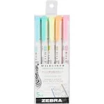 Zebra Pen Mildliner, Double Ended Highlighter, Broad and Fine Tips, Assorted Fluorescent Colors, 5-Pack