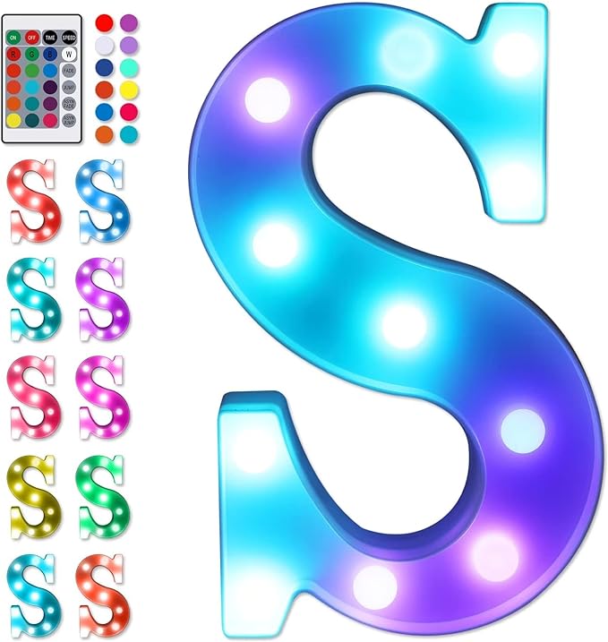 Foaky Colorful LED Letter Lights with Remote,Marquee Light Up Letters Sign for ...