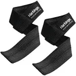 Harbinger Big Grip No-slip Nylon Lifting Straps with Duragrip Pair, Black, 21.5"