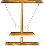 GENORMBRANDT Ring Toss Games for Adults, Hook and Ring Game with Shot Ladder, Table Top Hook Game, Handmade Wooden Interactive Outdoor & Indoor Party Backyard