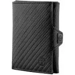 Trusador Verona Leather Wallets for Men & Women Trifold Slim Front Pocket Rfid Wallet (Carbon, with Coin Pocket)