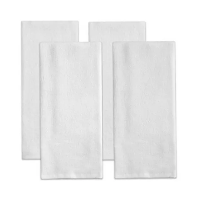 Sticky Toffee Cotton Terry White Kitchen Dish Towel, 4 Pack, 28" x 16"