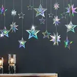 Cheerland Star Party Decoration Iridescent Party Supplies Holographic Twinkle Little Stars Garlands Hanging Euphoria Party Decorations Backdrop