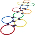 Hey! Play! Hopscotch Ring Game-10 Multi-Colored Plastic Rings and 15 Connectors