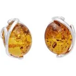 GIA Certified Sterling Silver and Baltic Honey Amber Stud Earrings  Monique 