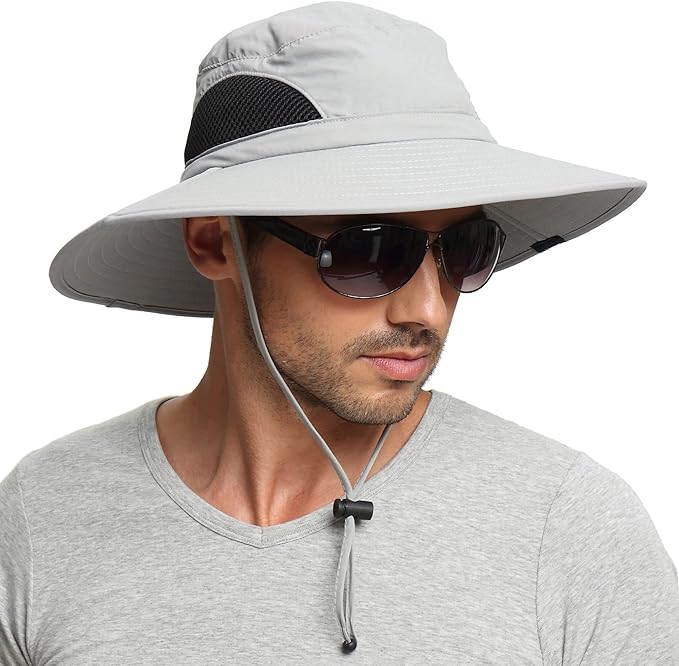 EINSKEY Sun Hat for Men/Women, Waterproof Wide Brim Bucket Hat Foldable Boonie Hat for Fishing Hiking Garden Safari Beach