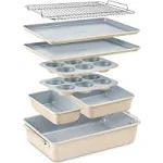 Bakken Swiss Bakken 8-Piece Stackable Bakeware Set - Ceramic Non-Stick Coating, Baking Sheets, Assorted Baking Pans, PTFE, PFOA & PFOS Free - Healthy