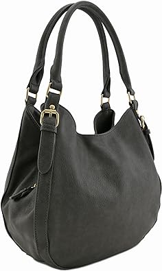 Lightweight 3 Compartment Faux Leather Medium Hobo Bag