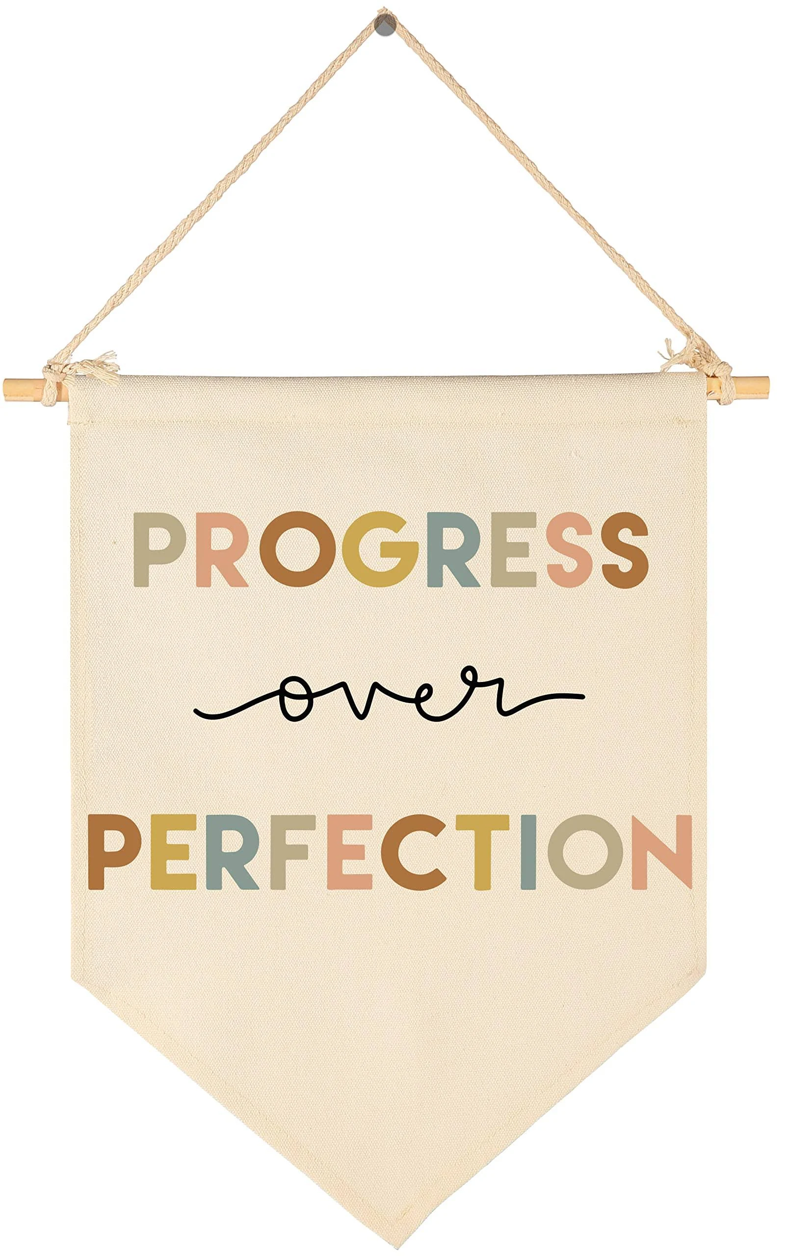 FYSIA Progress Over Perfection-classroom Decor-Classroom Poster-Playroom Decor-Child Art-teacher Gift-Canvas Hanging Pennant Flag Bann