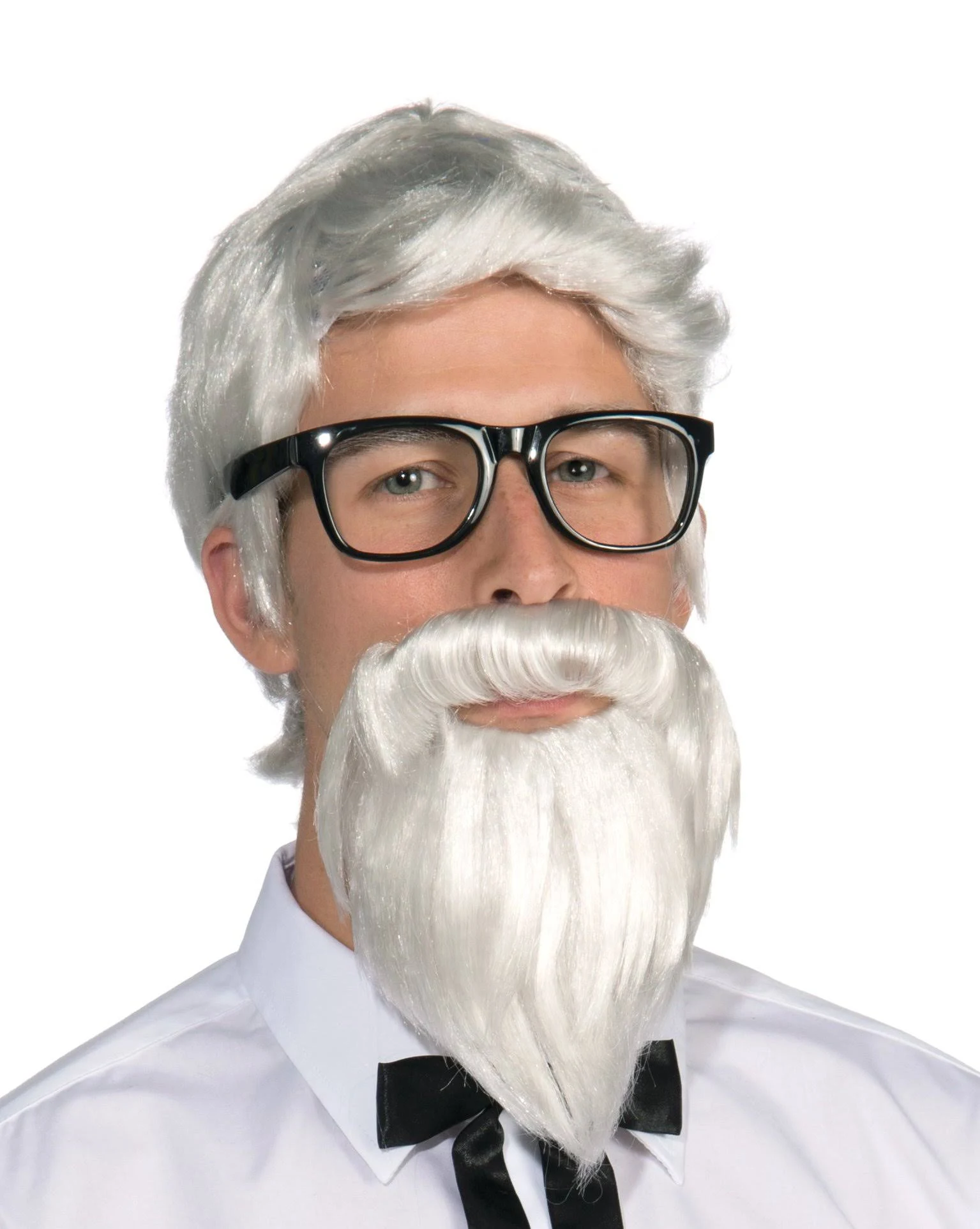 Southern Colonel Wig &amp; Beard Set White Synthetic Hair Costume Character Set