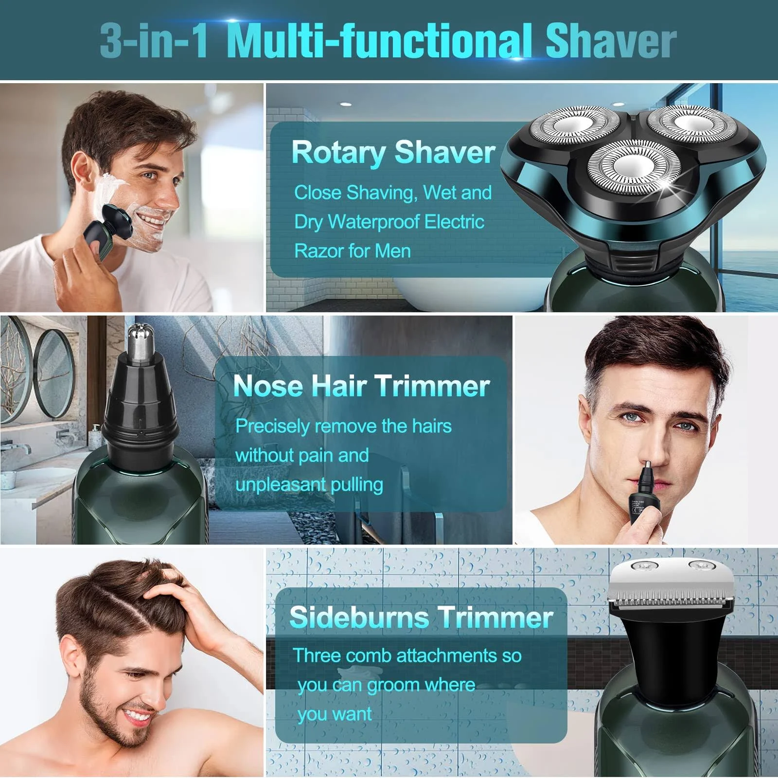 Electric Razor for Men, New Upgrade Electric Shavers for Men Cordless Rechargeable 3D Rotary Men Shaver,Wet/Dry Mens Shaver,Waterproof Mens Razor