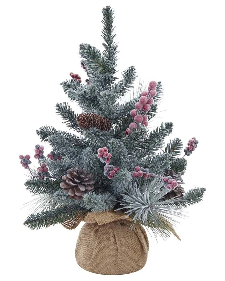 Kurt S. Adler 18-Inch Flocked Tree with Berries and Pinecones in Burlap Base