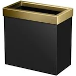 Gatco 1938 Stainless Steel 1938 Modern Rectangle Waste Basket, 2 gallons, Matte Black Brushed Brass Combo