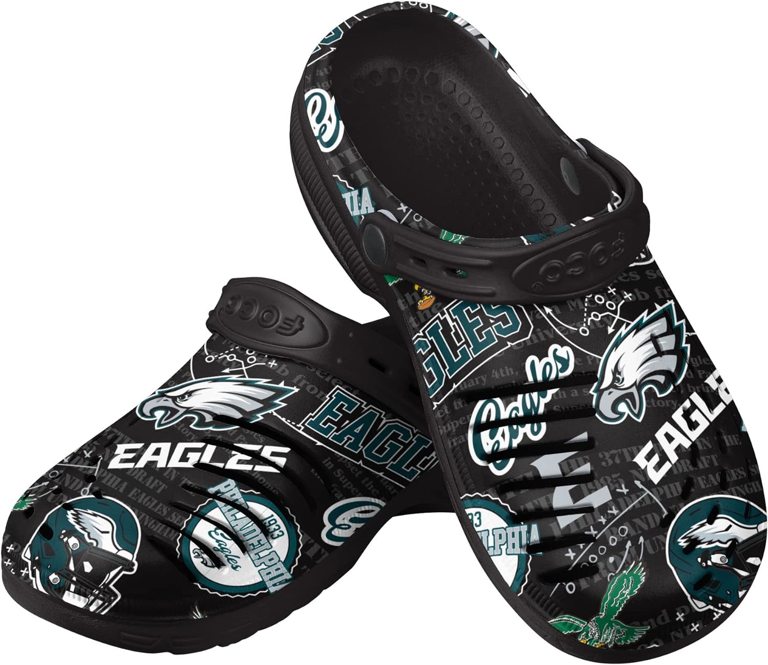 Philadelphia Eagles NFL Mens Historic Print Clog With Strap